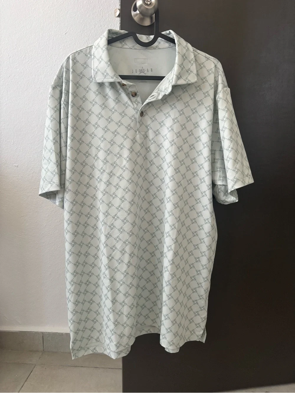 NWT Jordan Men's Sport Printed Golf Polo - Vast Grey - Size Large
